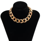 Punk Miami Cuban Choker Necklace Collar Statement Hip Hop Big Chunky Aluminum Gold Color Thick Chain Necklace Women Jewelry
