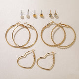 2020 Vintage Pearl Twist Big Circle Earrings Set for Women Fashion Geometric Imitation Pearl Crystal Earrings Jewelry