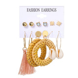 2020 Vintage Pearl Twist Big Circle Earrings Set for Women Fashion Geometric Imitation Pearl Crystal Earrings Jewelry