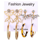 2020 Vintage Pearl Twist Big Circle Earrings Set for Women Fashion Geometric Imitation Pearl Crystal Earrings Jewelry
