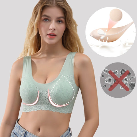 Latex Seamless Bra Women Push Up Underwear Cooling Gathers Shock-Proof Pad Female Intimate Fashion Soft Comfortable Bralette