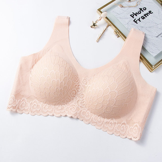 Latex Seamless Bra Women Push Up Underwear Cooling Gathers Shock-Proof Pad Female Intimate Fashion Soft Comfortable Bralette