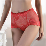 SANDL Sexy Women Underwear Cotton Mid-Waist Lace Briefs Ladies Translucent Underpants Fashion Flexible Mesh Lingerie Panties
