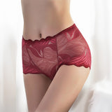 SANDL Sexy Women Underwear Cotton Mid-Waist Lace Briefs Ladies Translucent Underpants Fashion Flexible Mesh Lingerie Panties