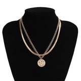 Punk Miami Cuban Choker Necklace Steampunk Men Jewelry Vintage Big Coin Pendant Chunky Chain Necklace for Women Neck Accessories