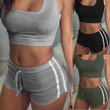 Sexy Women 2PCS Yoga Set Female Sleeveless Tank Top Bra Fitness Shorts Running  Gym Sports Clothes Suit