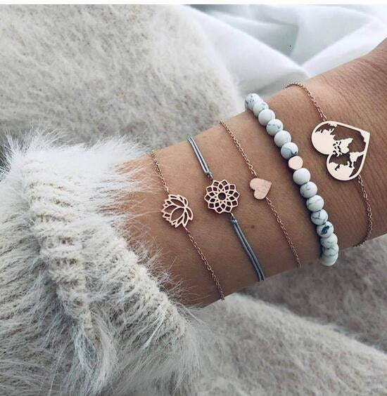 Boho Rope Bracelets & Bangles for Women Bohemian Beaded Charm Bracelet Femme Set Fashion Multilayer Jewelry Accessories Bijoux