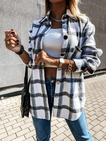 Women Long Sleeve Plaid Jacket Autumn Winter Oversized Coat 2020 Fashion Loose Outwear Vintage Elegant Top Streetwear ropa mujer