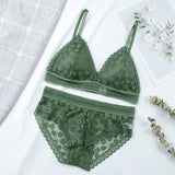 Women Lace Bra Sets Seamless Underwear Backless Vest Sexy Panties Padded Ultrathin Bralette Female Lingerie Briefs Intimates