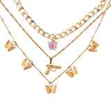 Bohemian Multilayer Necklaces For Women Men Gold Butterfly Portrait Coin Cross Crystal Chokers Necklace Sets Trendy New Jewelry