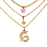 Bohemian Multilayer Necklaces For Women Men Gold Butterfly Portrait Coin Cross Crystal Chokers Necklace Sets Trendy New Jewelry