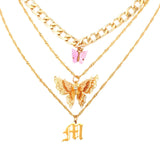 Bohemian Multilayer Necklaces For Women Men Gold Butterfly Portrait Coin Cross Crystal Chokers Necklace Sets Trendy New Jewelry