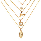 Bohemian Multilayer Necklaces For Women Men Gold Butterfly Portrait Coin Cross Crystal Chokers Necklace Sets Trendy New Jewelry