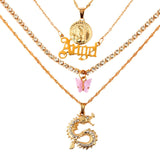 Bohemian Multilayer Necklaces For Women Men Gold Butterfly Portrait Coin Cross Crystal Chokers Necklace Sets Trendy New Jewelry
