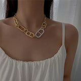 Peri'sBox Box Chain Toggle Clasp Gold Necklaces Mixed Linked Circle Necklaces for Women Minimalist Choker Necklace Hot Jewelry