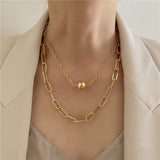Peri'sBox Box Chain Toggle Clasp Gold Necklaces Mixed Linked Circle Necklaces for Women Minimalist Choker Necklace Hot Jewelry