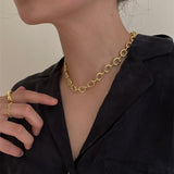 Peri'sBox Box Chain Toggle Clasp Gold Necklaces Mixed Linked Circle Necklaces for Women Minimalist Choker Necklace Hot Jewelry