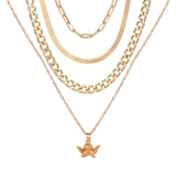 Punk Big Link Chain Necklace Choker for Women Steampunk Multi Layered Star Lock Pendant Necklace Statement Jewelry