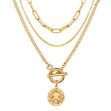 Punk Big Link Chain Necklace Choker for Women Steampunk Multi Layered Star Lock Pendant Necklace Statement Jewelry