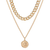 Punk Big Link Chain Necklace Choker for Women Steampunk Multi Layered Star Lock Pendant Necklace Statement Jewelry