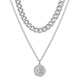Punk Big Link Chain Necklace Choker for Women Steampunk Multi Layered Star Lock Pendant Necklace Statement Jewelry