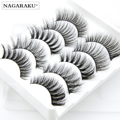 NAGARAKU strip lashes 5 pairs 3D faux Mink False Eyelash Extension Natura Fake Eye Lashes  makeup kit maquiagem