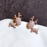 New Creative Christmas Ornaments Stylish Christmas Elk Crystal Deer Stud Earrings Women Fashion Jewelry Gift Christmas Ornaments