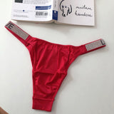 SP&CITY Letter Rhinestone Sexy Underwear Fitness Sports Hip Lifting Satin Panties Thong Low Waist Seamless Briefs Tanga Lingerie