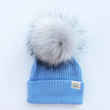 Winter Baby Boy Girl Artificial Pompom Knitted Hat Toddler Kids Caps With Pompon Newborn Photography  Props