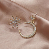 2020 new star moon earrings Korean version asymmetrical high sense earrings fashion earrings Prevent Allergy exquisite ear nail