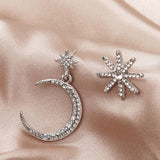2020 new star moon earrings Korean version asymmetrical high sense earrings fashion earrings Prevent Allergy exquisite ear nail