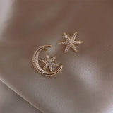 2020 new star moon earrings Korean version asymmetrical high sense earrings fashion earrings Prevent Allergy exquisite ear nail