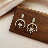 2020 new star moon earrings Korean version asymmetrical high sense earrings fashion earrings Prevent Allergy exquisite ear nail