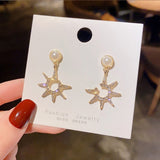 2020 new star moon earrings Korean version asymmetrical high sense earrings fashion earrings Prevent Allergy exquisite ear nail