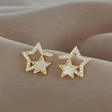 2020 new star moon earrings Korean version asymmetrical high sense earrings fashion earrings Prevent Allergy exquisite ear nail