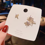 2020 new star moon earrings Korean version asymmetrical high sense earrings fashion earrings Prevent Allergy exquisite ear nail