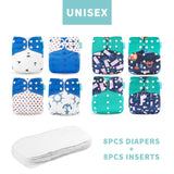 Happyflute 2020 4pcs/set Washable Eco-friendly Cloth Diaper Ecological Adjustable Nappy Reusable Diaper Fit 0-2year 3-15kg baby