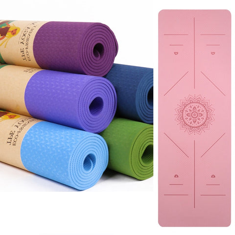 Yoga Mat 1830*590*6mm TPE Yoga Mats Position Line Non Slip Mat Yoga Beginner Environmental Fitness Gymnastics Mats Exercise Mat