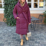 Simplee casual light blue autumn winter women long parkas Warm hooded long sleeve female jacket High street Down Jackets 2020