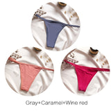 FINETOO M-XL Cotton Bikini Panties T-back Thong Sexy Low Waist Women Underwear Cotton G-String Underpants Femlae Lingerie 3Pcs