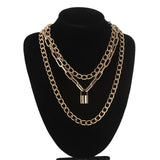 Layered Chain Necklace Neck Chains Lock Pendant  Jewelry For Women Punk Choker Padlock Goth Jewelry Grunge Aesthetic Accessories