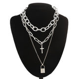 Layered Chain Necklace Neck Chains Lock Pendant  Jewelry For Women Punk Choker Padlock Goth Jewelry Grunge Aesthetic Accessories
