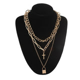 Layered Chain Necklace Neck Chains Lock Pendant  Jewelry For Women Punk Choker Padlock Goth Jewelry Grunge Aesthetic Accessories