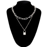 Layered Chain Necklace Neck Chains Lock Pendant  Jewelry For Women Punk Choker Padlock Goth Jewelry Grunge Aesthetic Accessories