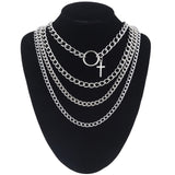 Layered Chain Necklace Neck Chains Lock Pendant  Jewelry For Women Punk Choker Padlock Goth Jewelry Grunge Aesthetic Accessories