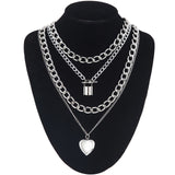 Layered Chain Necklace Neck Chains Lock Pendant  Jewelry For Women Punk Choker Padlock Goth Jewelry Grunge Aesthetic Accessories