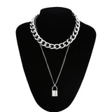 Layered Chain Necklace Neck Chains Lock Pendant  Jewelry For Women Punk Choker Padlock Goth Jewelry Grunge Aesthetic Accessories