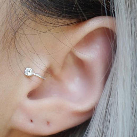 Top Quality 6MM AAA Cezch Zircon Chic Filled Tragus Earring For Women Non Piercing Clip Earing Punk Ear Cuff 2018 Brincos