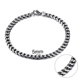 Jiayiqi 5-11 mm Men Chain Bracelet Stainless Steel Curb Cuban Link Chain Bangle for Male Women Hiphop Trendy Wrist Jewelry Gift
