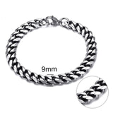 Jiayiqi 5-11 mm Men Chain Bracelet Stainless Steel Curb Cuban Link Chain Bangle for Male Women Hiphop Trendy Wrist Jewelry Gift
